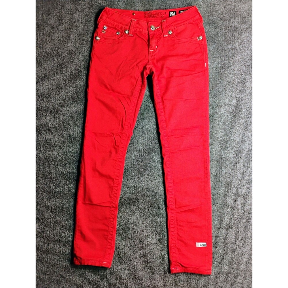 Miss Me Skinny Jeans Womens Size 25 Pink Stretch Studded Low Rise Denim Pants